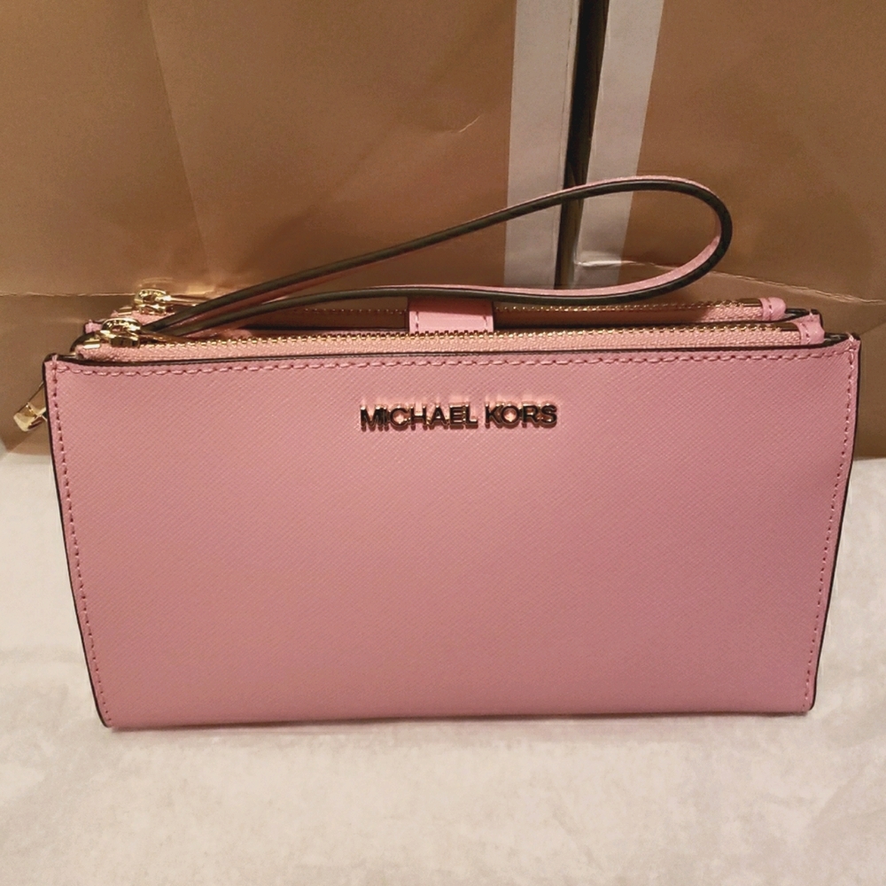 Michael Kors Leather Phone Wallet Wristlet Zipper